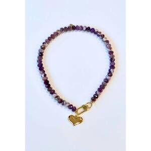 NEW ACCESSORY CONCIERGE vino heart charm collar necklace in purple